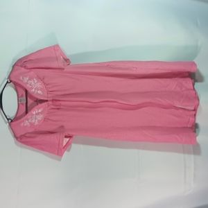 Vintage G & S housecoat pink and white polka dot zip up front size small